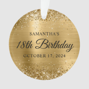 Glittery Gold Foil 18th Birthday Photo Ornament