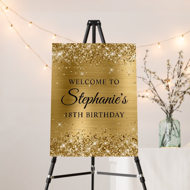 Glittery Gold Foil 18th Birthday Welcome Foam Board (In Situ (Stand))