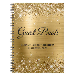 Glittery Gold Foil 21st Birthday Guestbook Notebook