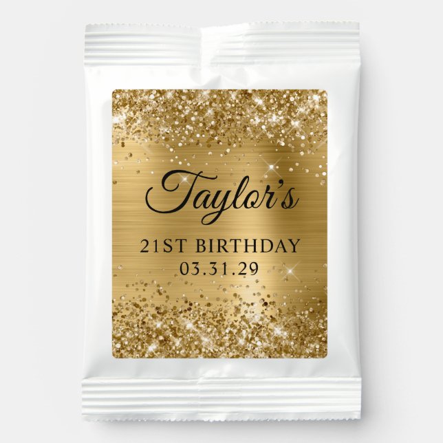 Glittery Gold Foil 21st Birthday Margarita Drink Mix (Front)