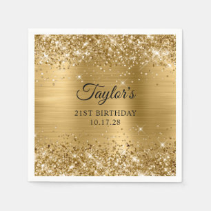 Glittery Gold Foil 21st Birthday Napkins