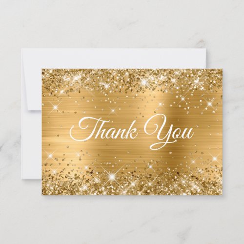 Glittery Gold Foil 21st Birthday Thank You Card