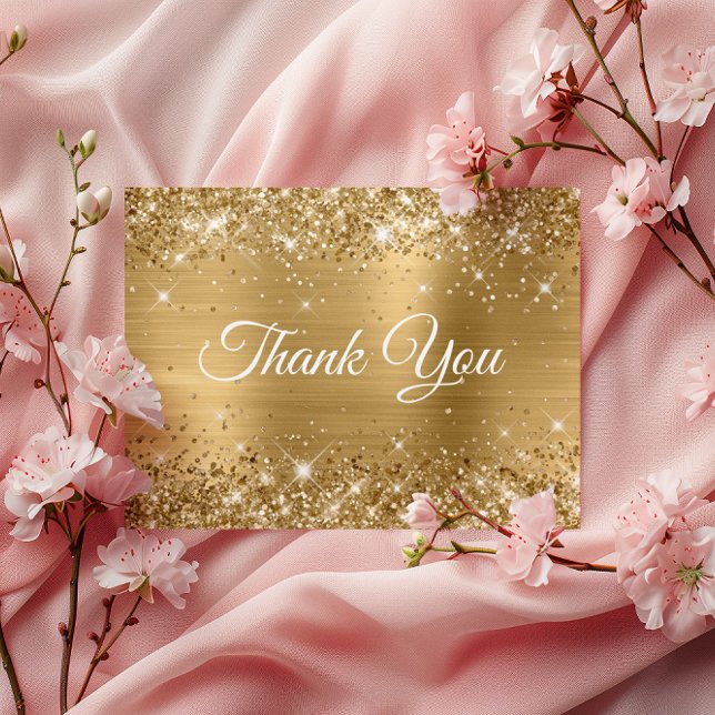 Glittery Gold Foil 21st Birthday Thank You Postcard (Glittery Gold Foil 21st Birthday Thank You Postcard)