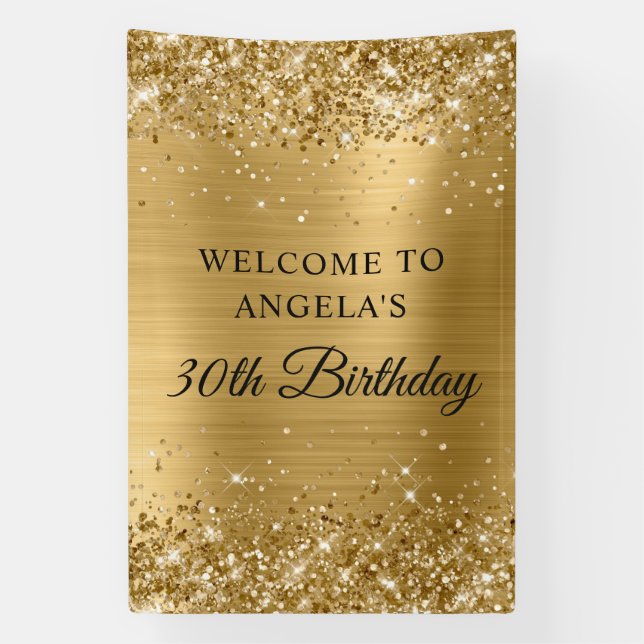 Glittery Gold Foil 30th Birthday Vertical Banner (Vertical)