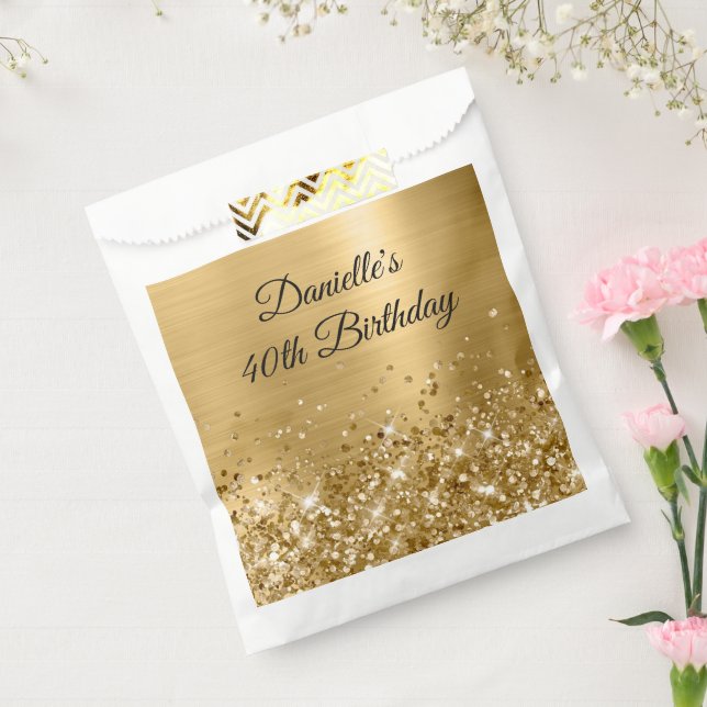Glittery Gold Foil 40th Birthday Favor Bag (Sealed)