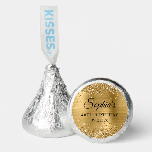 Glittery Gold Foil 40th Birthday Hersheys Kisses