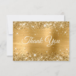 Glittery Gold Foil 40th Birthday Thank You Card
