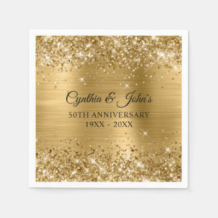 Glittery Gold Foil 50th Anniversary Napkins