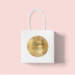 Glittery Gold Foil 50th Birthday Classic Round Sticker<br><div class="desc">Create your own 50th birthday party favor stickers. Girly faux sparkly gold glitter on the top and bottom edge, over a faux golden brushed metal style ombre foil. Customize the font styles to create your own favor sticker design for her special celebration. A classic elegant calligraphy paired with an all...</div>