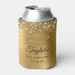 Glittery Gold Foil 60th Birthday Can Cooler