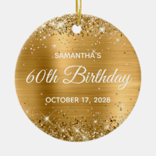 Glittery Gold Foil 60th Birthday Ceramic Ornament