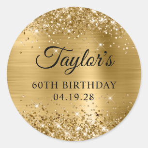 Glittery Gold Foil 60th Birthday Classic Round Sticker