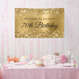 Glittery Gold Foil 70th Birthday Welcome Banner