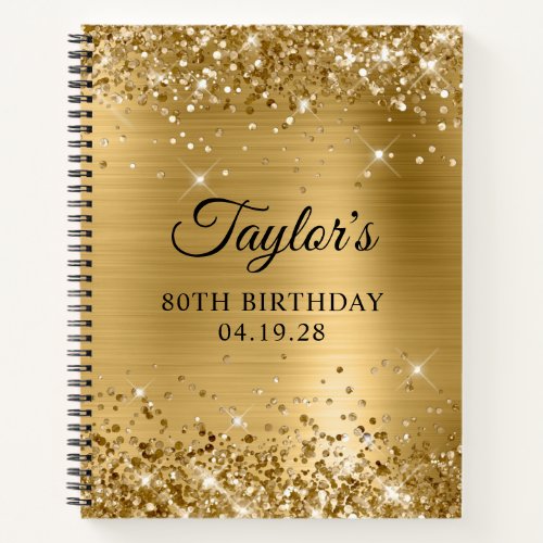 Glittery Gold Foil 80th Birthday Guest Notebook