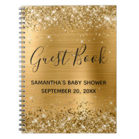 Glittery Gold Foil Baby Shower Guestbook Notebook