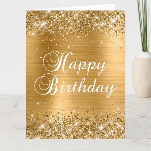 Glittery Gold Foil Big Happy Birthday Card