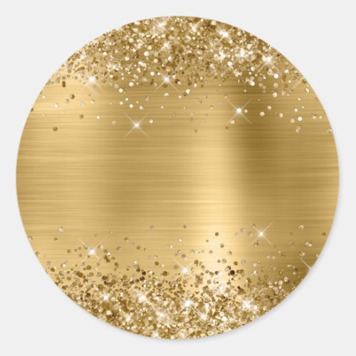 Glittery Gold Foil Blank Classic Round Sticker