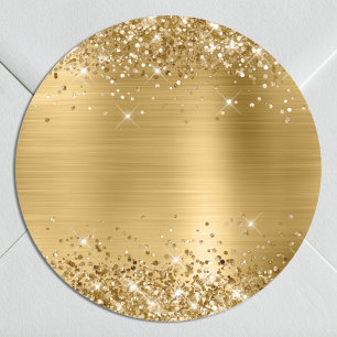 Glittery Gold Foil Blank Classic Round Sticker