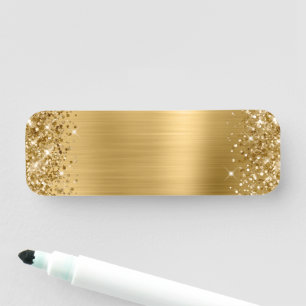 Glittery Gold Foil Blank Name Tag