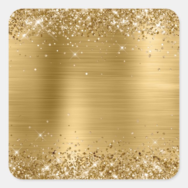 Glittery Gold Foil Blank Square Sticker (Front)