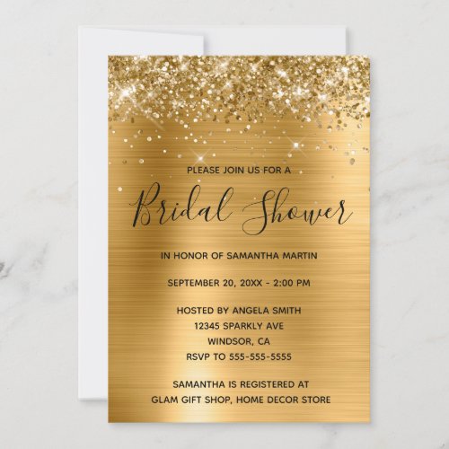 Glittery Gold Foil Bridal Shower Invitation