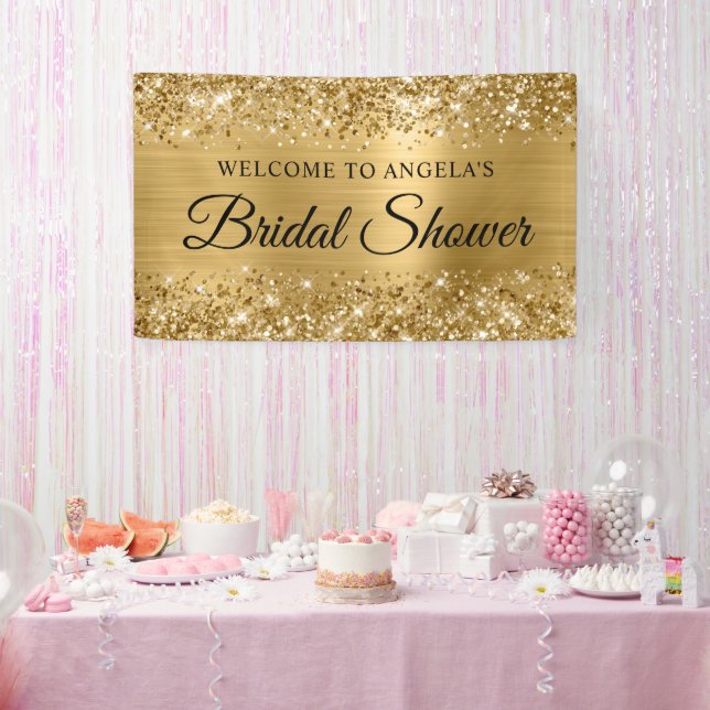 Glittery Gold Foil Bridal Shower Welcome Banner (Party)