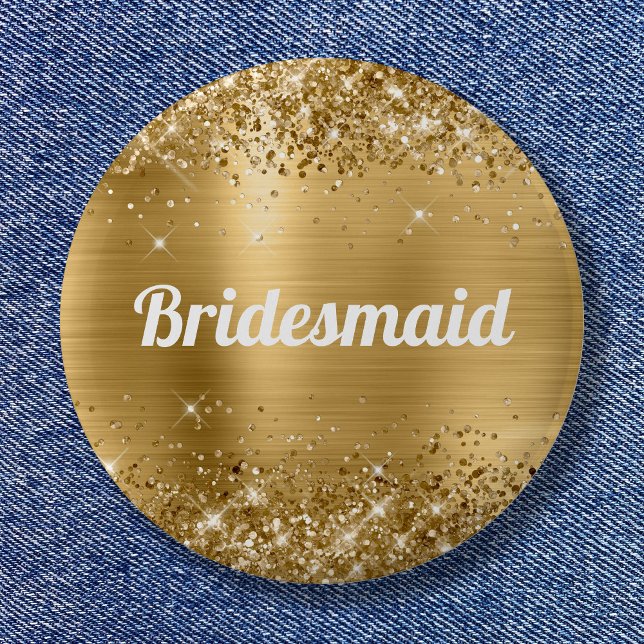 Glittery Gold Foil Bridesmaid Button (Glittery Gold Foil Bridesmaid Button)
