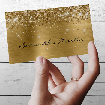 Glittery Gold Foil Business Card by annaleeblysse at Zazzle