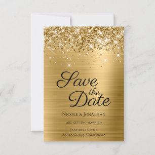 Glittery Gold Foil Elegant Calligraphy Save The Date