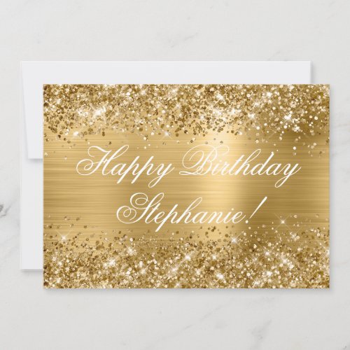 Glittery Gold Foil Fancy Happy Birthday Card
