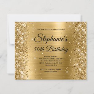 Glittery Gold Foil Fancy Monogram 50th Birthday