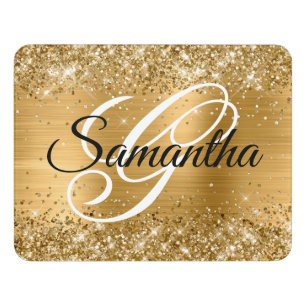 Glittery Gold Foil Fancy Monogram Door Sign