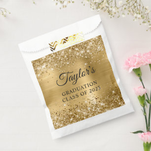 Glittery Gold Foil Graduation Favor Bag