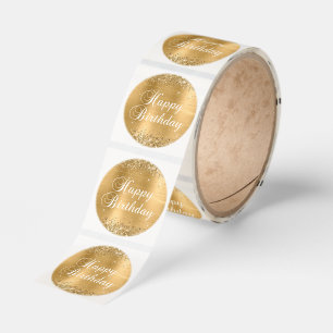 Glittery Gold Foil Happy Birthday Classic Round Sticker