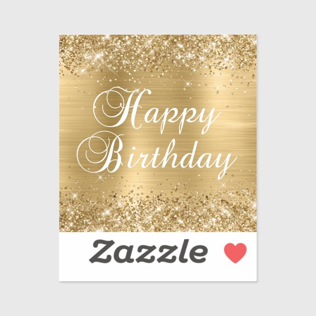 Glittery Gold Foil Happy Birthday Sticker (Sheet)