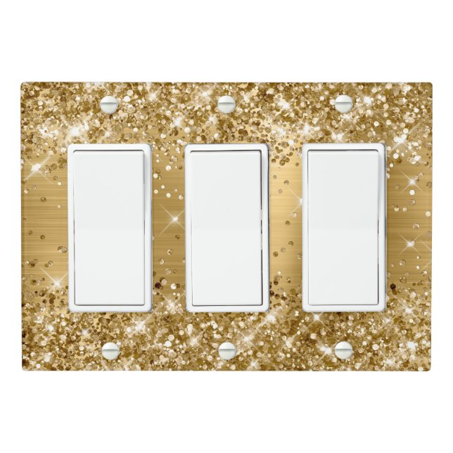 Glittery Gold Foil Light Switch Cover (In Situ)