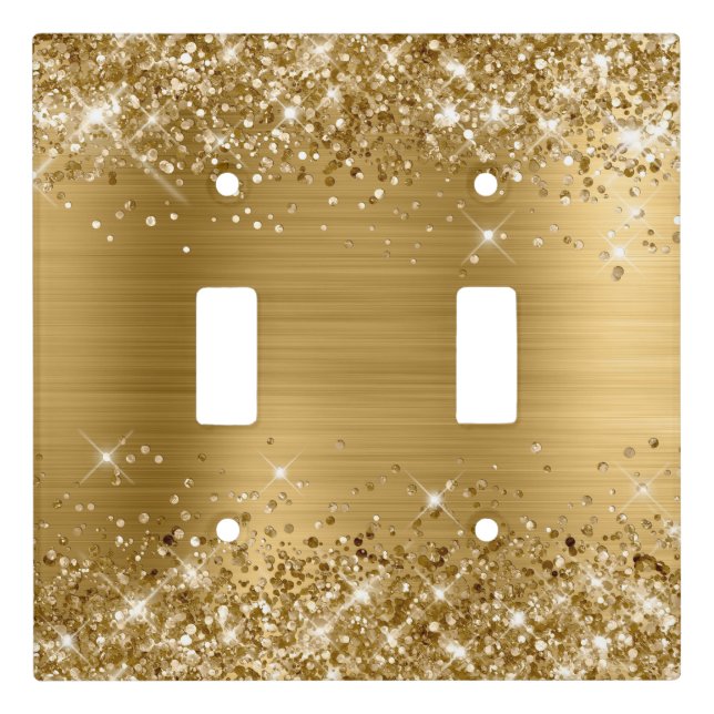 Glittery Gold Foil Light Switch Cover (Front)