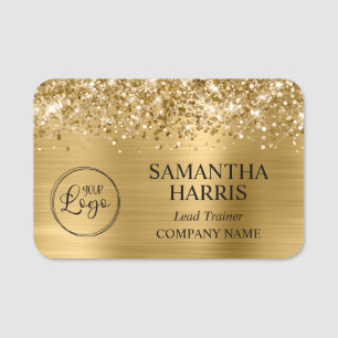 Glittery Gold Foil Logo Company Name Tag