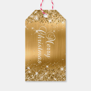 Glittery Gold Foil Merry Christmas Gift Tags