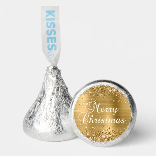 Glittery Gold Foil Merry Christmas Hersheys Kisses
