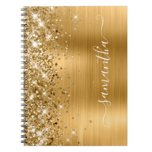 Glittery Gold Foil Modern Girly Signature Notebook
