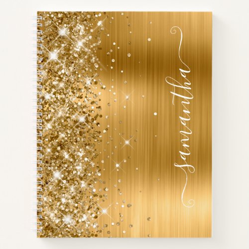 Glittery Gold Foil Modern Girly Signature Notebook