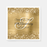 Glittery Gold Foil Monogrammed 50th Anniversary