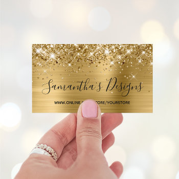 Glittery Gold Foil Online Store Business Card by annaleeblysse at Zazzle