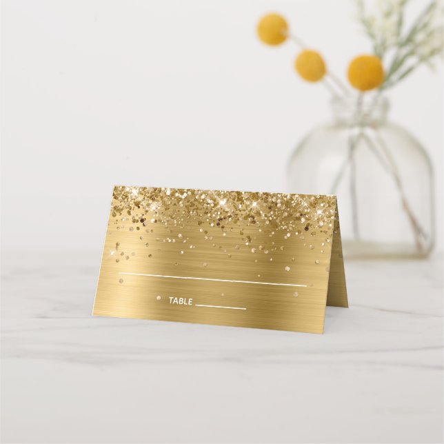 Glittery Gold Foil Place Card (Front)