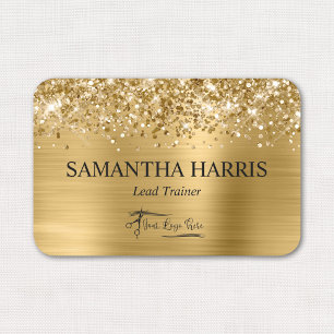 Glittery Gold Foil Rectangle Logo Name Tag