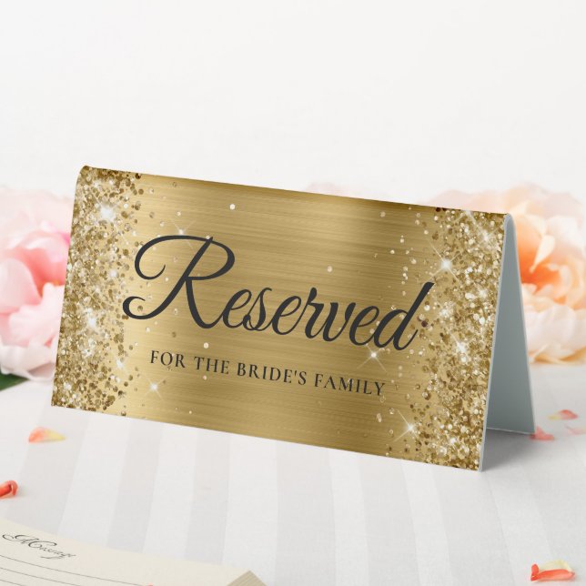 Glittery Gold Foil Reserved Table Tent (In SItu (Wedding))