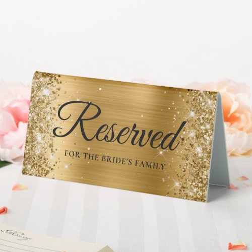 Glittery Gold Foil Reserved Table Tent Sign