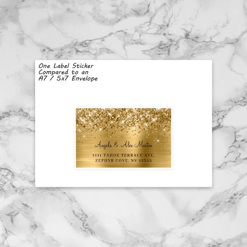 Glittery Gold Foil Wedding 15 Guest Address Labels