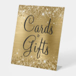 Glittery Gold Foil Wedding Cards &amp; Gifts Pedestal Sign